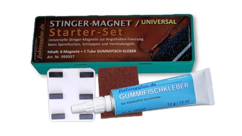 fishingglue.de Stinger Magnet Starter-Set UNIVERSAL inkl. 12g Gummifischkleber; für Gummiköder zum Raubfischangeln von fishingglue.de