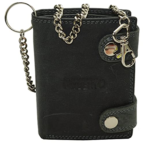 Leder Portemonnaie mit Kette Glattleder Design Roberto mit RFID Schutz nur noch Dunkelbraun ! (schwarz) von flevado