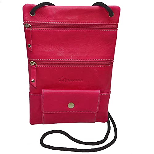 flevado Brusttasche Leder für Reisen Wanderungen Freizeit Aktivitäten und vieles mehr (Pink) von flevado