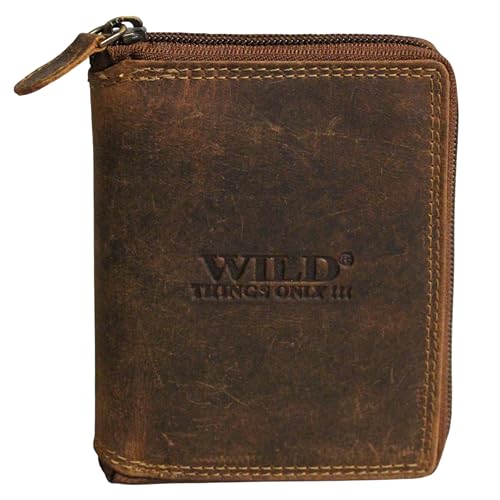 flevado Echt Leder Herren Portemonnaie Vintage Design mit rundum Reißverschluss Geldbörse mit RFID Schutz von flevado