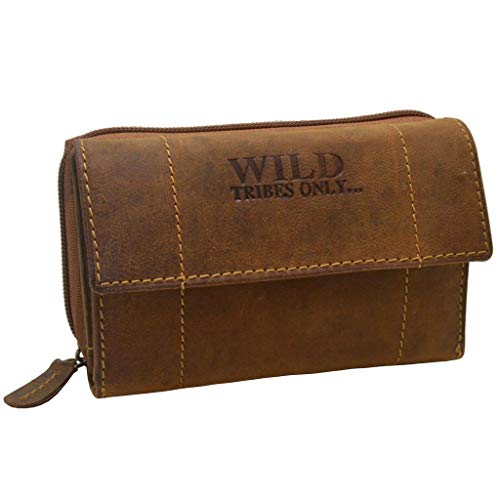 flevado Portemonnaie Damen Wildleder oder Glatt Leder Geldbörse in vielen Farben RFID Schutz (Braun Tan) von flevado