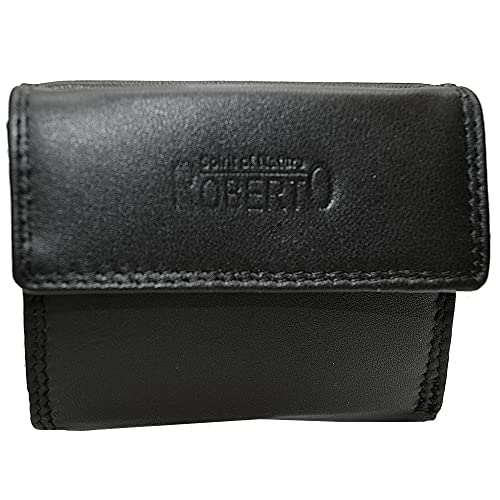 flevado Unisex Geldbörse Wiener Schachtel RFID Schutz Echt Leder Druckknopfverschluss (schwarz) von flevado