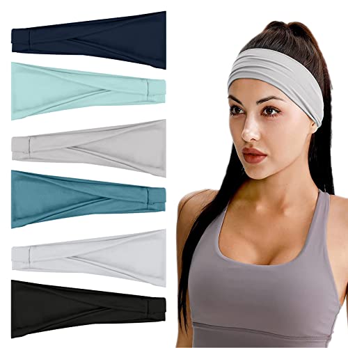 Flintronic 6 Stück Stirnbänder für Damen，Sport, Elastisch Haarbänder für Yoga Workout Laufen Make-up Fitness von flintronic