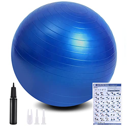 flintronic Gymnastikball, 55 cm Ultra-Dicker Anti-Explosions-Yoga-Ball mit aufblasbarer Fußpumpe, Robuster Maximalbelastbarkeit Fitness-Ball für Sport-Fitness, Yoga, Pilates von flintronic