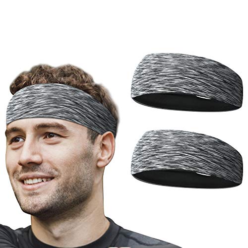 Flintronic Sport Stirnband, 2 Stück Unisex Headband, Elastisches Anti-Rutsch Schweißableitendes Schweißband Stirnband für Männer Frauen-Tennis, Laufen, Crossfit, Fitness für Damen und Herren von flintronic