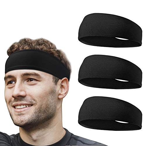 Flintronic Sport Stirnband, 3 Stück Unisex Headband, Elastisches Anti-Rutsch Schweißableitendes Schweißband Stirnband für Männer Frauen-Tennis, Laufen, Crossfit, Fitness für Damen und Herren von flintronic