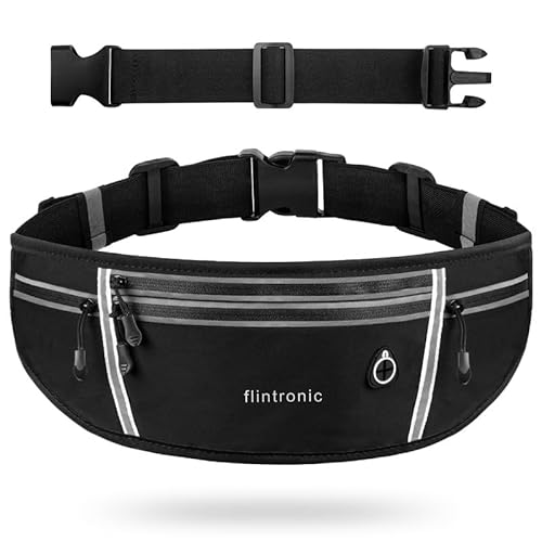 Flintronic Sports Laufgürteltasche, 1 Packung, komplett schwarz, A (mit 1 26 cm Verlängerungsgürtel) von flintronic