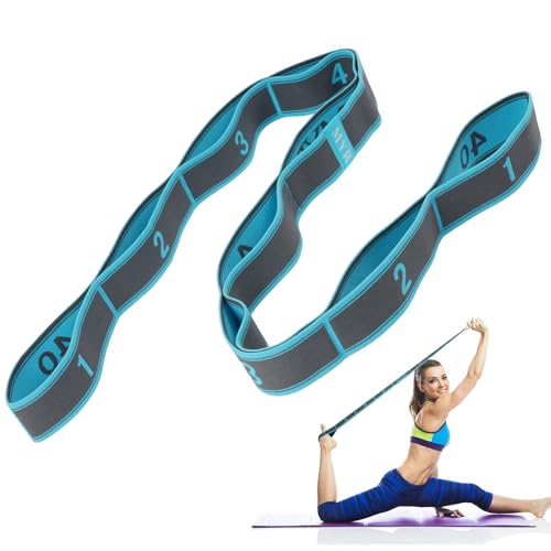 Flintronic Yoga Stretching Strap, Stretching Band mit 9 Schleifen, Yoga Stretch Gurt, Fitness Stretchband, Hochelastischer Gymnastikband, für Pilates, Tanz, Gymnastik, Effektives Dehnung-Blau von flintronic