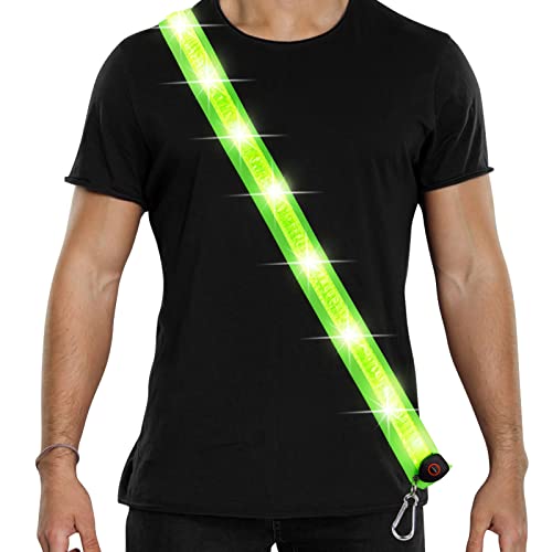 flintronic LED Sicherheits Schultergurt, USB Aufladbar, LED Leuchtendes Einzel-Schultergurt mit 3 Beleuchtungsmodi, für Männer und Frauen, Nachtwanderungen, Laufen, Radfahren, Joggen von flintronic