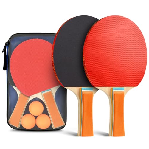 flintronic Professionel Tischtennis Set, 2 Tischtennisschläger mit 3 Tischtennis Bälle und 1 Tasche von flintronic