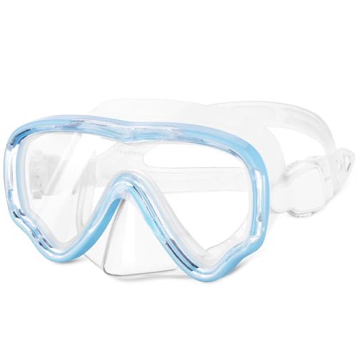 flintronic Taucherbrille Kinder mit Nasenschutz, Schwimmbrille Kinder Schnorchelmaske, 180°Panorama HD Anti Nebel Anti-Leck Taucherbrille für Kinder im Alter von 4-15 von flintronic