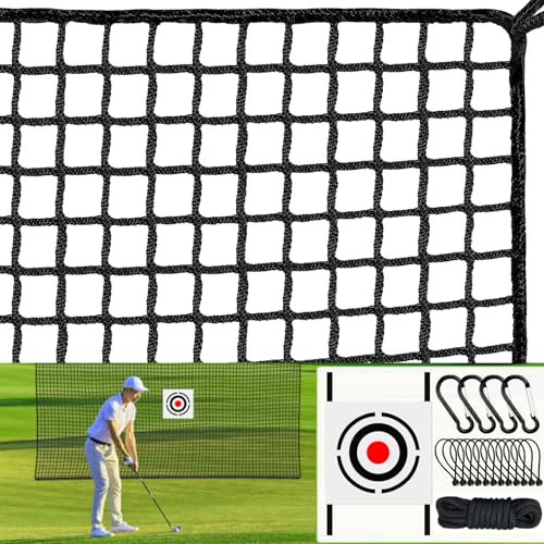 Golf-Übungsnetz – 3 x 9 m Golf-Schlagnetz mit Zieltuch als Ball-Schlagnetz für drinnen und draußen, strapazierfähiges Nylon-Sport-Barriernetz als Fußball, Golf-Netze für Hinterhof, Garage von fob-pros