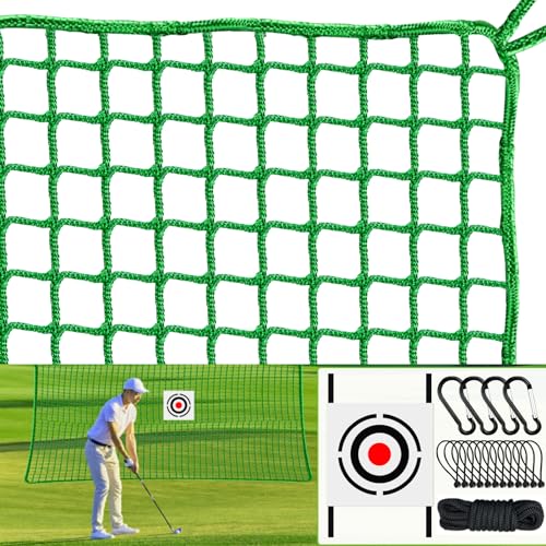 Golf-Übungsnetz – Golf-Schlagnetz (3 x 7,6 m) mit Zieltuch als Ballschlagnetz für drinnen und draußen, robustes grünes Nylon-Sport-Barriernetz als Fußball, Golf-Netze für Hinterhoffahren von fob-pros
