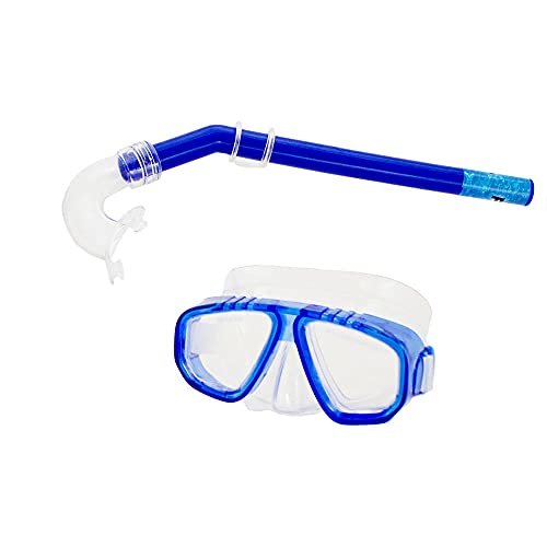 fondosub Set Tauchen Schnorcheln Kinder Brille Polycarbonat Glas und Rohr 4 bis 7 Jahre Blau (50026) von fondosub