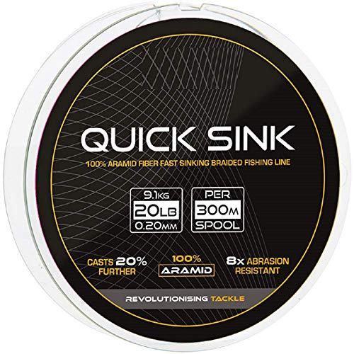 G8DS® Quick Sink Geflechtschnur 0,20mm/9,1kg/300m sinkend Abriebfest stark Angeln Karpfen Hecht Feeder Futterkorb von G8DS