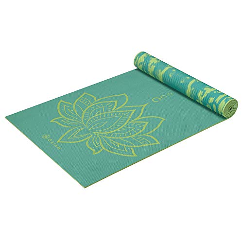 Gaiam Print Premium wendbar Yoga Matten, Print, Turquoise Lotus,6mm von Gaiam