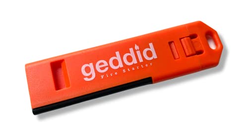 geddid Feuerstarter Schlüsselanhänger mit 120db Notsignalpfeife, Metallschaber und Befestigungsöse für Survival Camping Outdoor - orange von geddid
