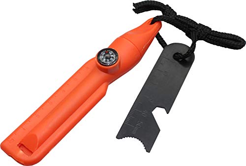 geddid 2 Stück Feuerstarter Feuerstein für Survival Camping Outdoor Bushcraft im Kunststoffgehäuse mit Metallschaber, Kompass, Flaschenöffner - orange von geddid