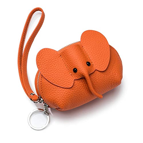 Japanischen Stil Nette Kleine Elefant Reißverschluss Leder Kuh Frische und Brieftasche Geldbörse Kompakte Münze frauen Nette Brieftasche, Orange, Größe von generic