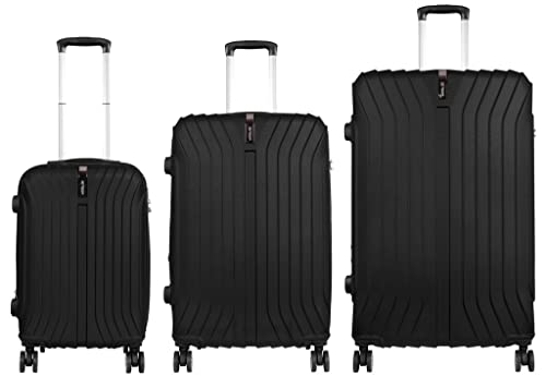 Kofferset Hartschalenkofferset XL 3tlg Robustes ABS Schwarz mit Dehnfalten Koffer von generic