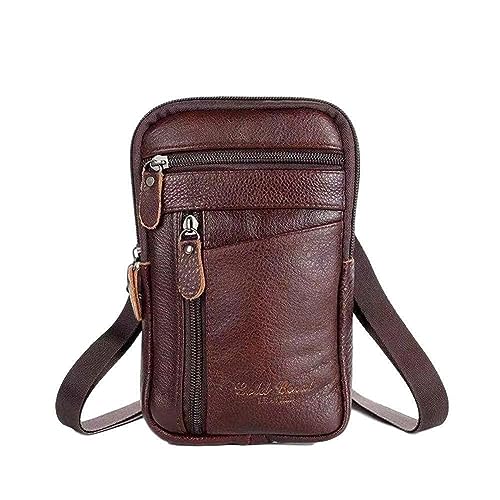 Multifunktions-Schulter Diagonaler Diebstahl Reißverschluss Casual Männer Taille Tasche PU Tasche Leder Pack mit Geldbörse Gürtel Telefon Handy, braun von generic