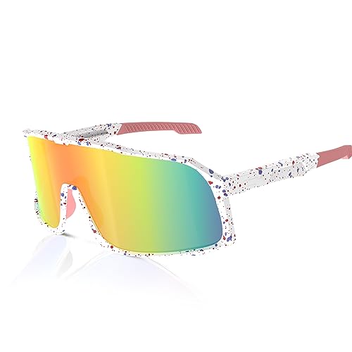 Polarisiert Fahrradbrille UV400,Herren Damen Sportbrille mit 4 wechselgläser TR90 Rahmen,Windschutz Radsportbrille für Outdoorsport, Autofahren,Radfahren, Baseball,Laufen,Wandern von generic