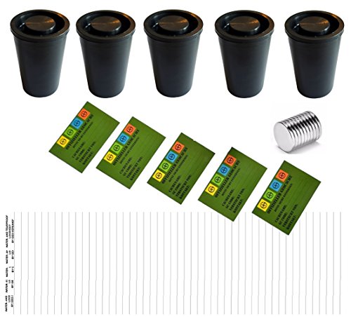 GEO-VERSAND 5 x Filmdose mit Magneten+ Logstreifen +aufkleber, schwarz, 11522 von geo-versand