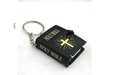 Mini Bibel Bible mit Text Bedruckt Anhänger Keychain Puppenhaus Miniatur, heilige Schrift Schlüsselanhänger mitnehm Bibel Kommunion firmung Geschenk von geo-versand