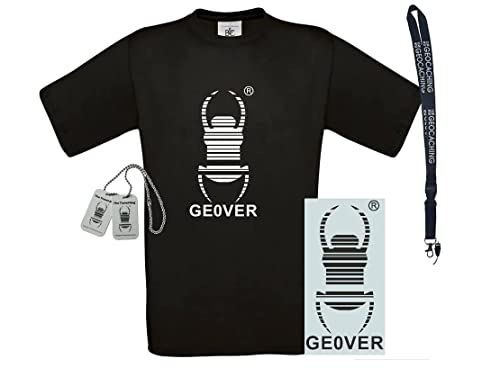 geo-versand 4tlg. Travelbug T-Shirt + Geocaching Autoaufkleber + CopyTag + Laynard Geschenk von geo-versand