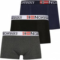 Geographical Norway Herren Boxershorts 3er-Pack Pack-3-Tricolor-White von geographical norway