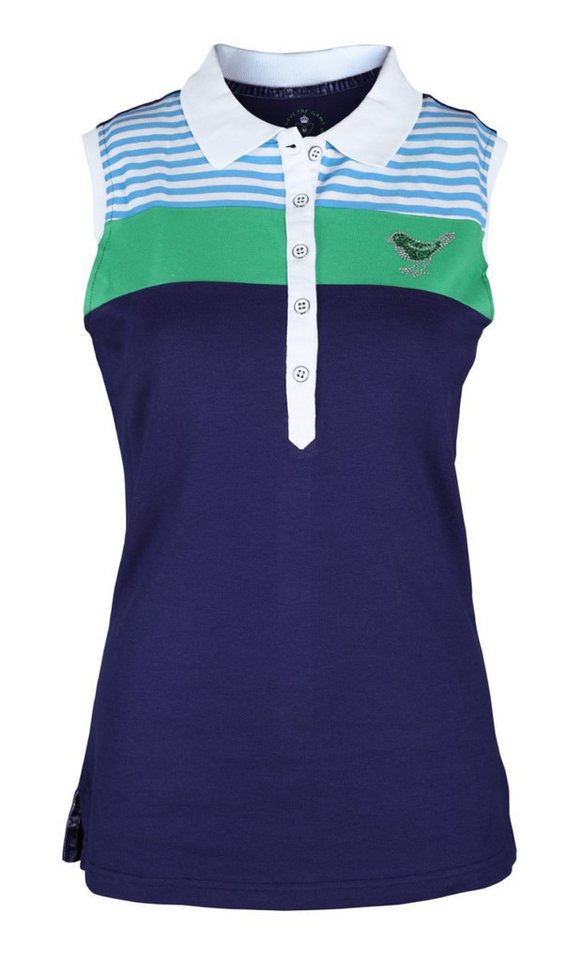 girls golf Poloshirt Girls Golf Polo stripes up" Sleeveless Blau - Grün Damen S" von girls golf