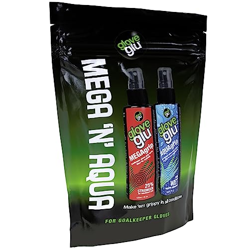 gloveglu Men's MEGA + Aqua Bundle Bag Megagrip Aquagrip 120ml Bottle Improve Goalkeeper Glove Grip von Glove Glu