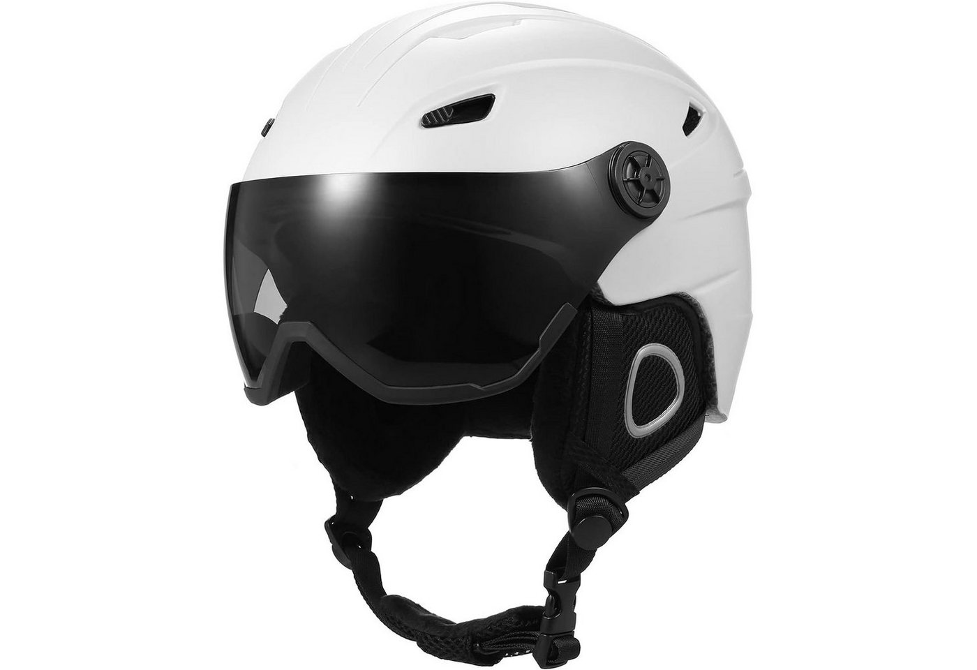 yozhiqu Skihelm Professioneller Sicherheitshelm für Skifahren und Snowboarden, abnehmbare Ohrschützer, integrierte Schutzbrille von yozhiqu