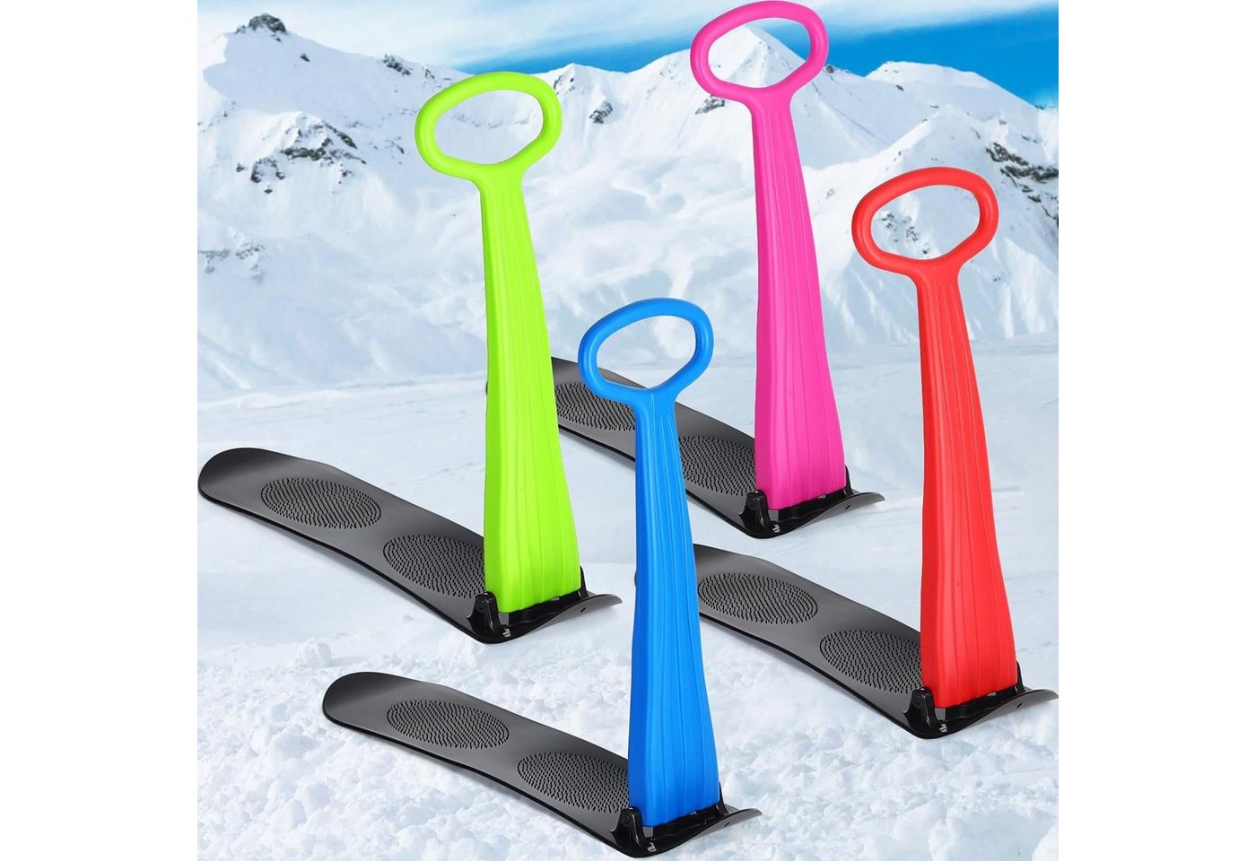 yozhiqu Snowboard Schlittenförmiger, faltbarer Schneescooter aus Kunststoff mit Griff, Faltbar und Spaßig - Praktischer Schlitten-Scooter für winterlichen von yozhiqu
