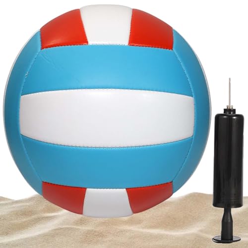Volleyball Offizielle Größe 5,Wasserfest Beach Ball mit Soft Touch,Volleyball-Set,PVC Weicher Volleyball,Volleybälle für drinnen und draußen, Strand, Volleyballtraining, Wettbewerb,Blau Weiß Rot von gomety