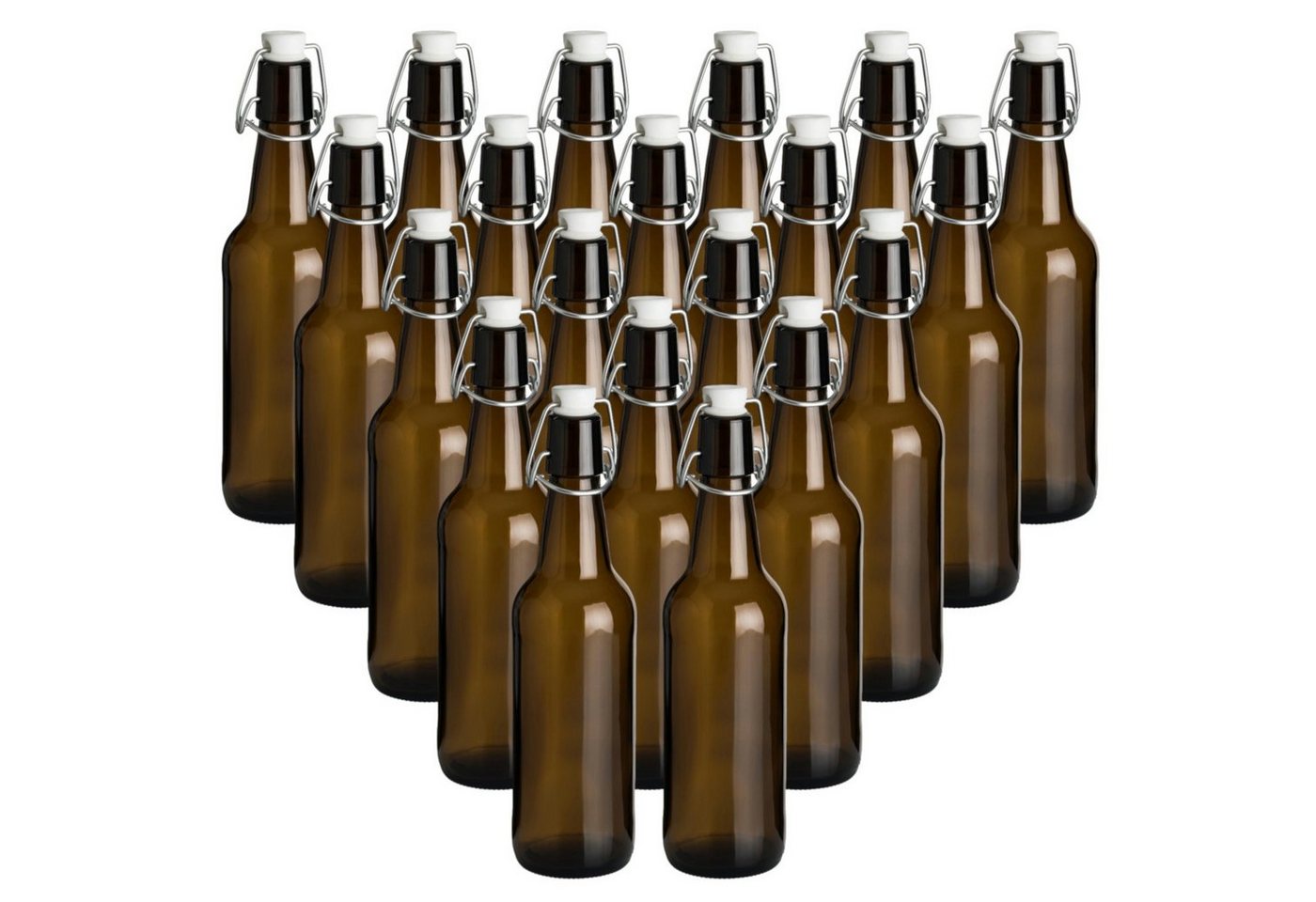 gouveo Trinkflasche Glasflaschen 500 ml Antik mit Bügelverschluss weiß - Bügelflasche, 20er Set von gouveo