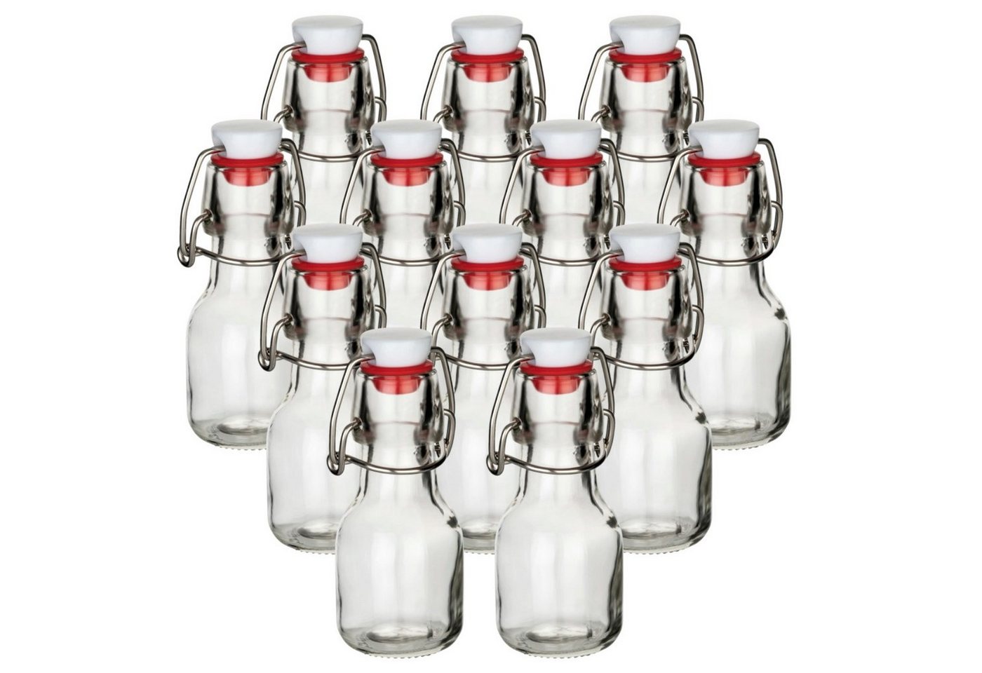 gouveo Trinkflasche Glasflaschen 60 ml mit Bügelverschluss rot - Mini Bügel-Flasche 0,06 l von gouveo