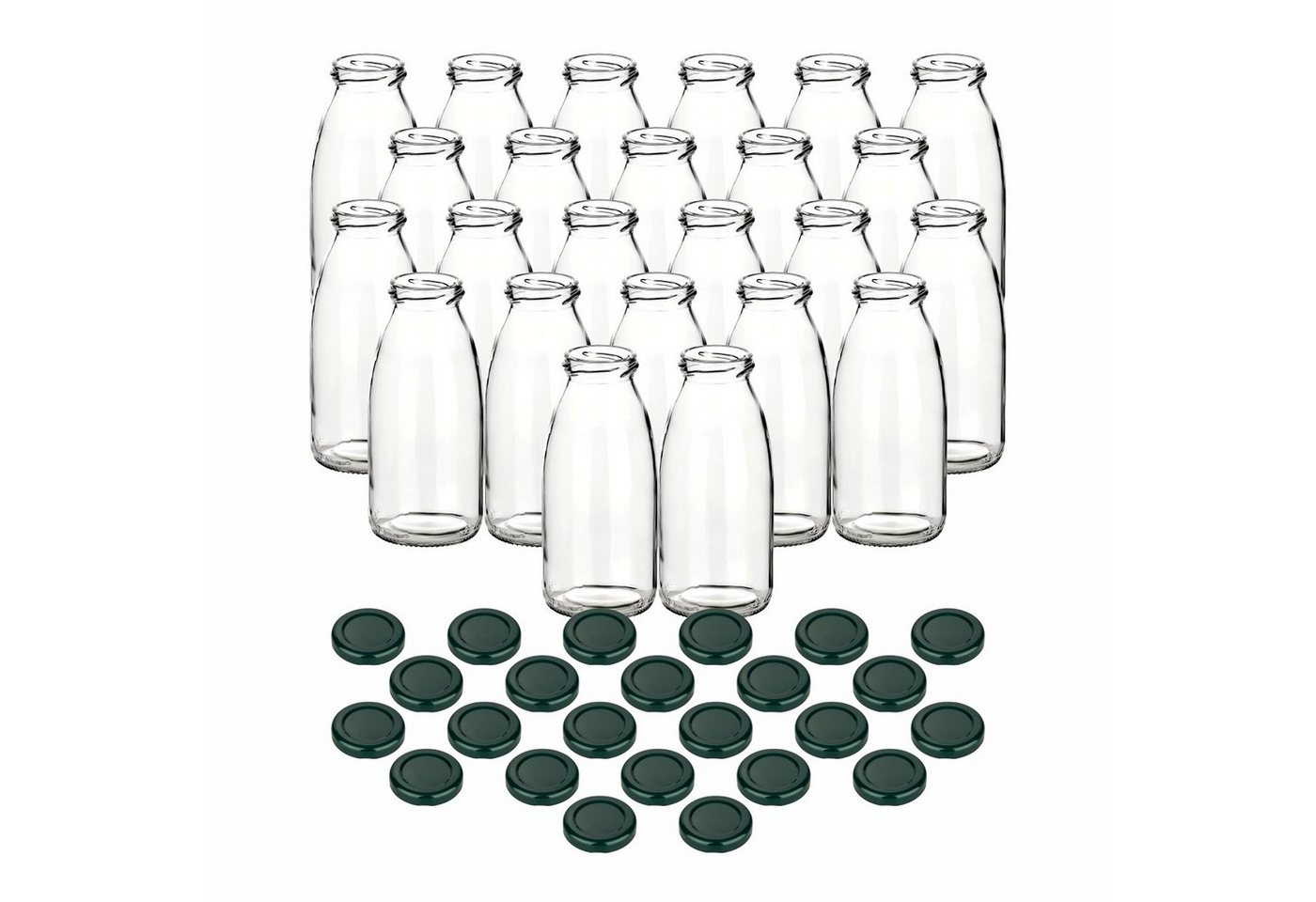 gouveo Trinkflasche Saftflaschen 250 ml mit Schraub-Deckel - Kleine Flasche 0,25 l, 24er Set, grün von gouveo