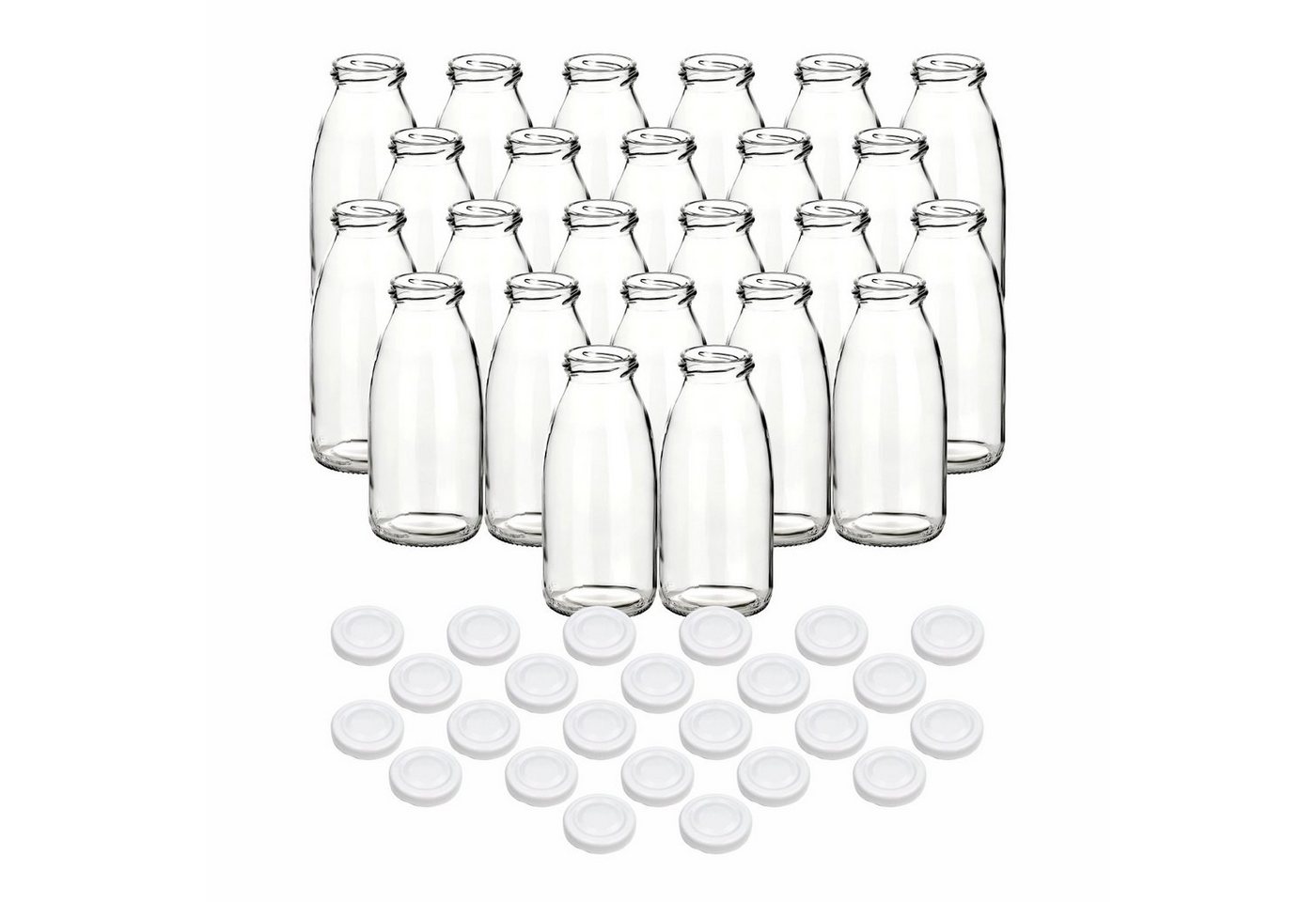 gouveo Trinkflasche Saftflaschen 250 ml mit Schraub-Deckel - Kleine Flasche 0,25 l, 24er Set, weiß von gouveo
