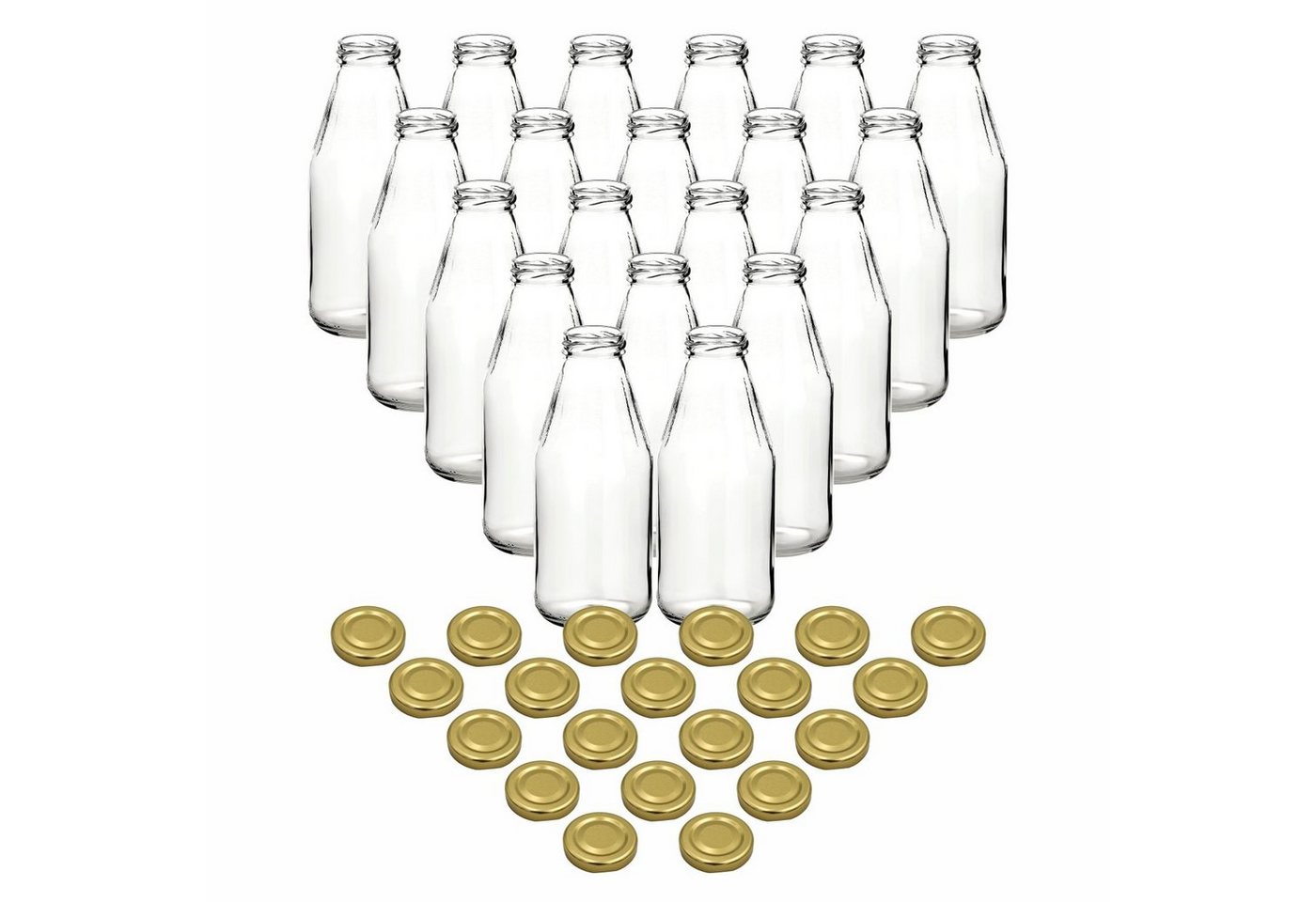 gouveo Trinkflasche Saftflaschen 500 ml mit Schraub-Deckel - Kleine Flasche 0,5 l, 20er Set, goldfarben von gouveo