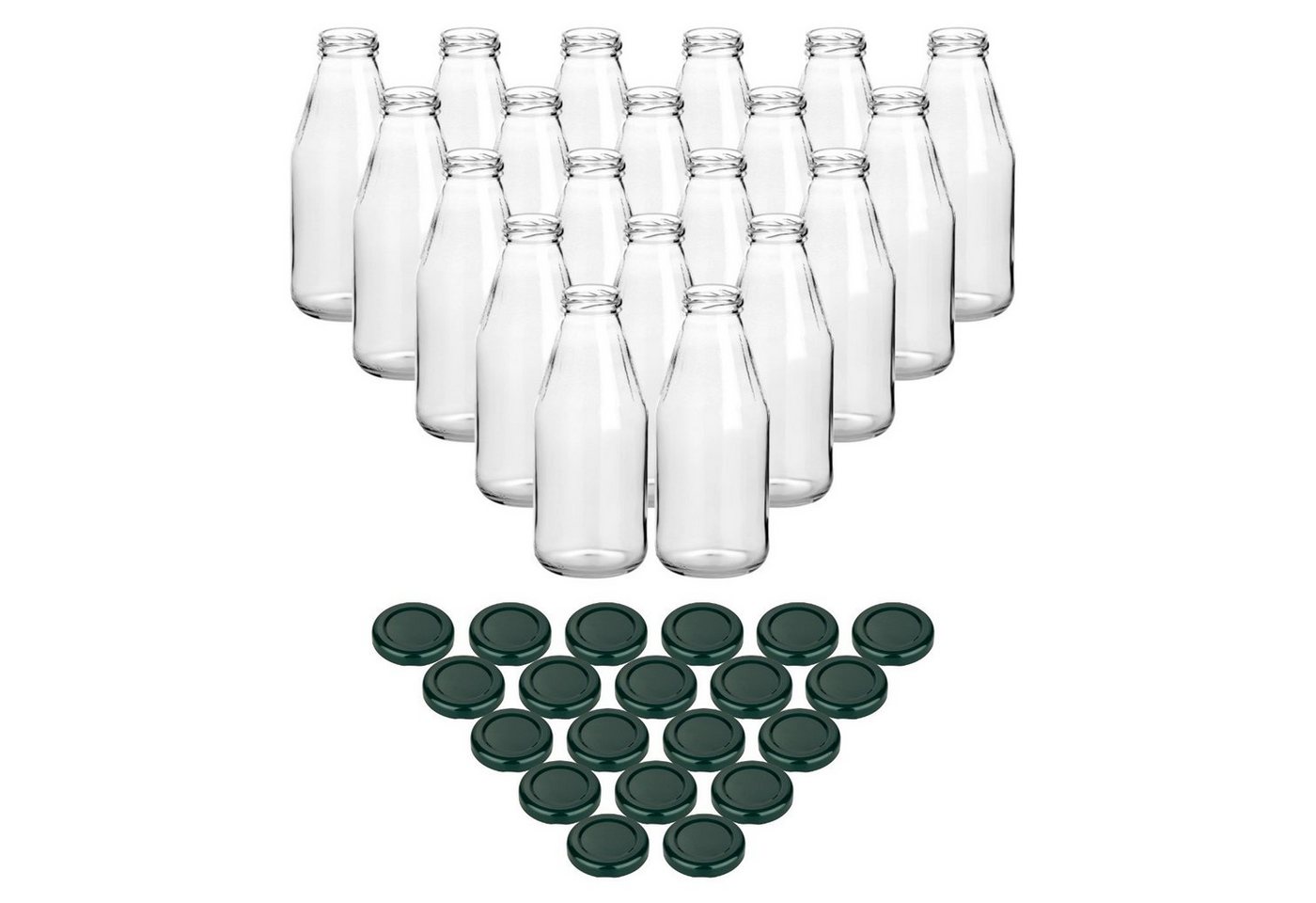 gouveo Trinkflasche Saftflaschen 500 ml mit Schraub-Deckel - Kleine Flasche 0,5 l, 20er Set, grün von gouveo
