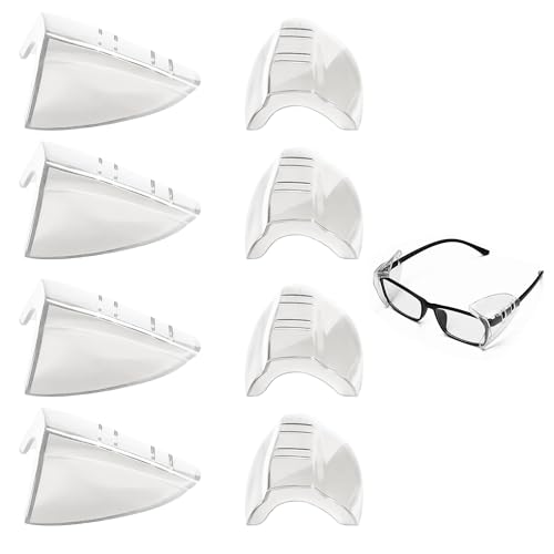 gvivej 4 Paar Schutzbrillen Seitenschilder, Brillen Seitenschutz, Flexibler Aufsteck-Seitenschutz für kleine bis mittlere Brillen, Transparent von gvivej