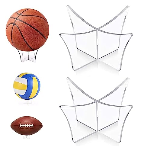 gvivej Acrylständer Ball Halter,2 Stück Ballhalter Acryl Transparenter Ball Display Ständer ür Fussball, Basketball,Volleyball, Rugby, Bowling und Handball von gvivej