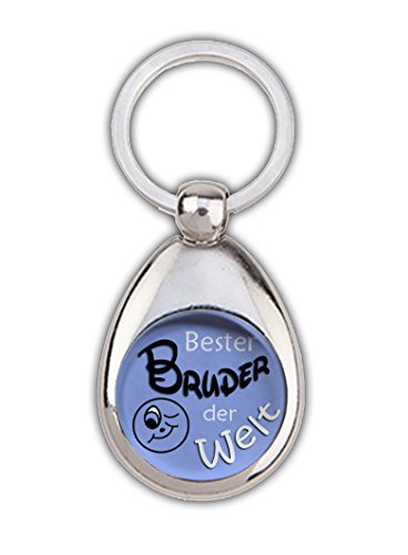 Schlüsselanhänger Bester Bruder der Welt hellblau, mit Einkaufswagenchip in Magnethalterung von handmade-in-nb by ComProjekt Foto