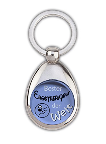 Schlüsselanhänger Bester Ergotherapeut hellblau, mit Einkaufswagenchip in Magnethalterung von handmade-in-nb by ComProjekt Foto