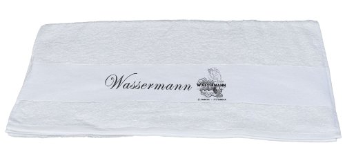 Badetuch Duschtuch Handtuch mit Sternzeichen Wassermann Bedruckt 50x100cm oder 70x140cm (Handtuch 50x100cm, Weiß) von handmade-in-nb by ComProjekt Foto