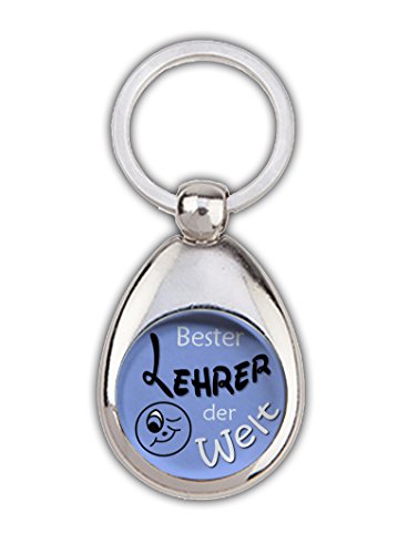 Schlüsselanhänger Bester Lehrer der Welt hellblau, mit Einkaufswagenchip in Magnethalterung von handmade-in-nb by ComProjekt Foto
