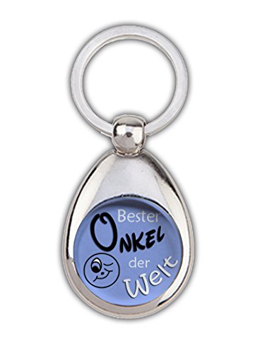 Schlüsselanhänger Bester Onkel der Welt hellblau, mit Einkaufswagenchip in Magnethalterung von handmade-in-nb by ComProjekt Foto