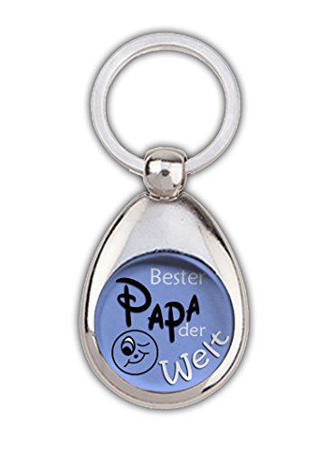 Schlüsselanhänger Bester Papa der Welt hellblau, mit Einkaufswagenchip in Magnethalterung von handmade-in-nb by ComProjekt Foto