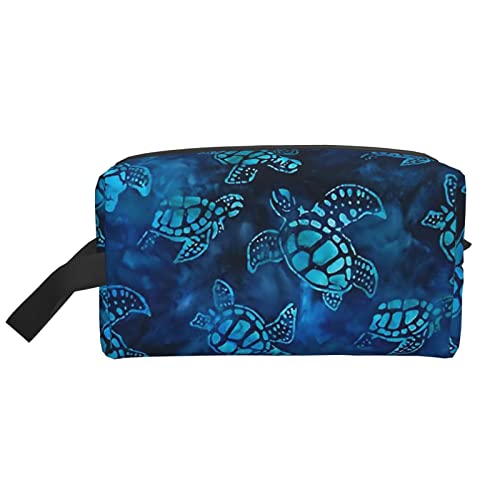 Blaue Schildkröte Reise Kulturbeutel Make-up Kosmetiktaschen Tasche Großes Zubehör für Frauen Mädchen Geschenke Wasserdicht, Blaue Schildkröte, Einheitsgröße von hansgo